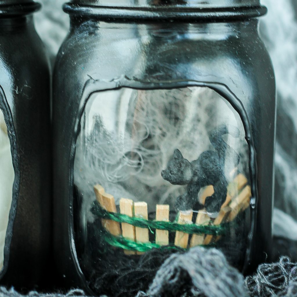black cat spooky jar