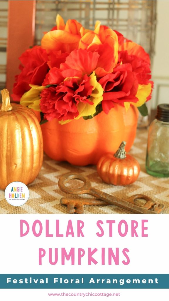 Dollar store upgrade, pumpkins with flowers