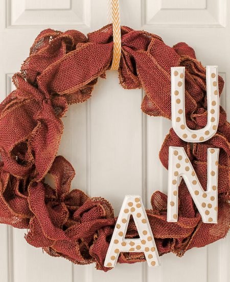 Dyed burlap wreath