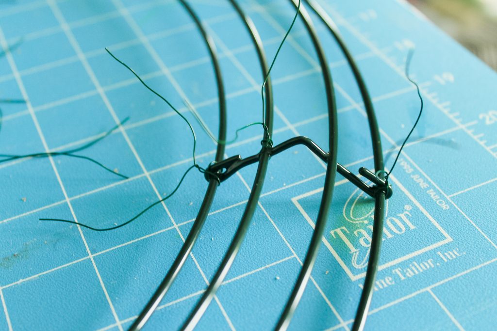 Floral wire on a wreath frame