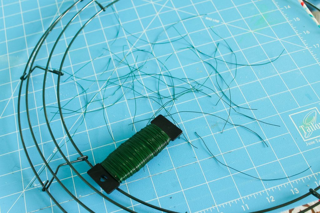 floral wire pieces laying on a mat