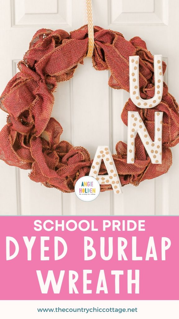 Burlap wreath to show school pride