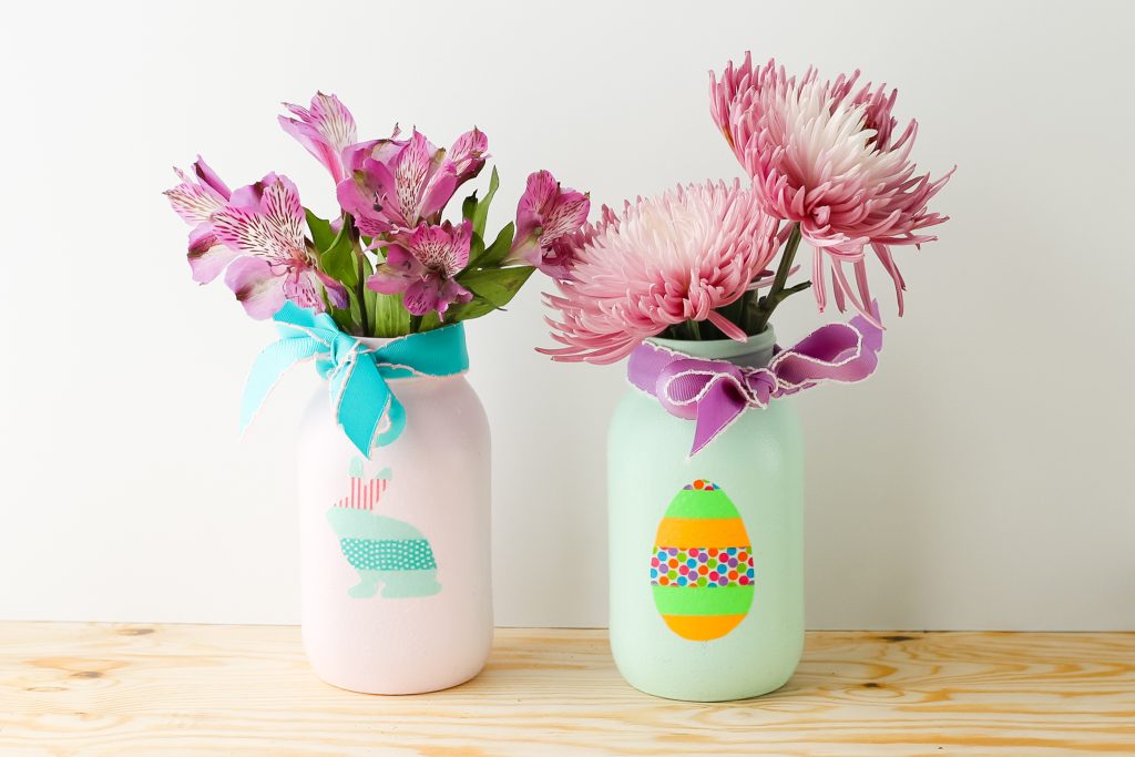 painted jars with washi tape