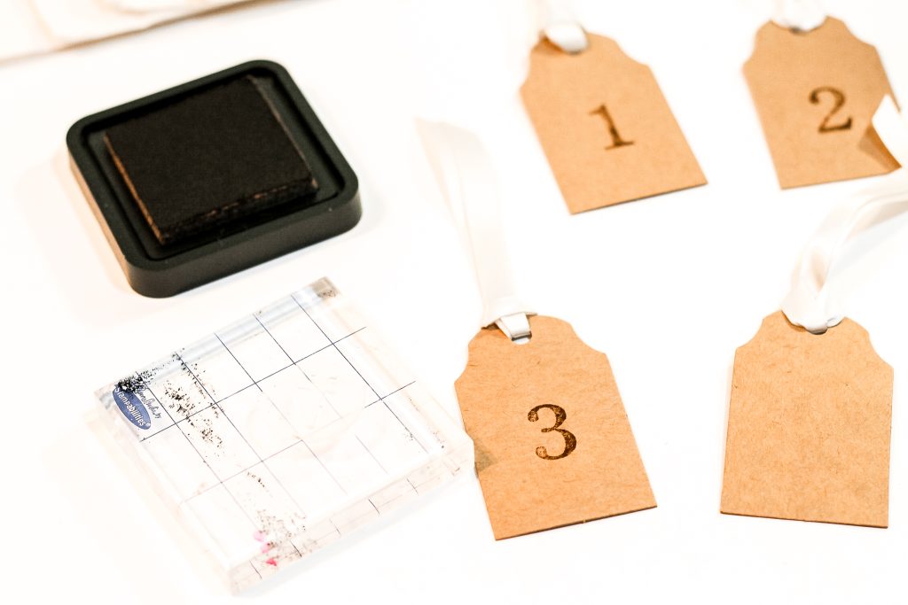 stamping gift tags