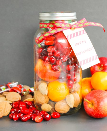 fruit layered in a jar for gifting