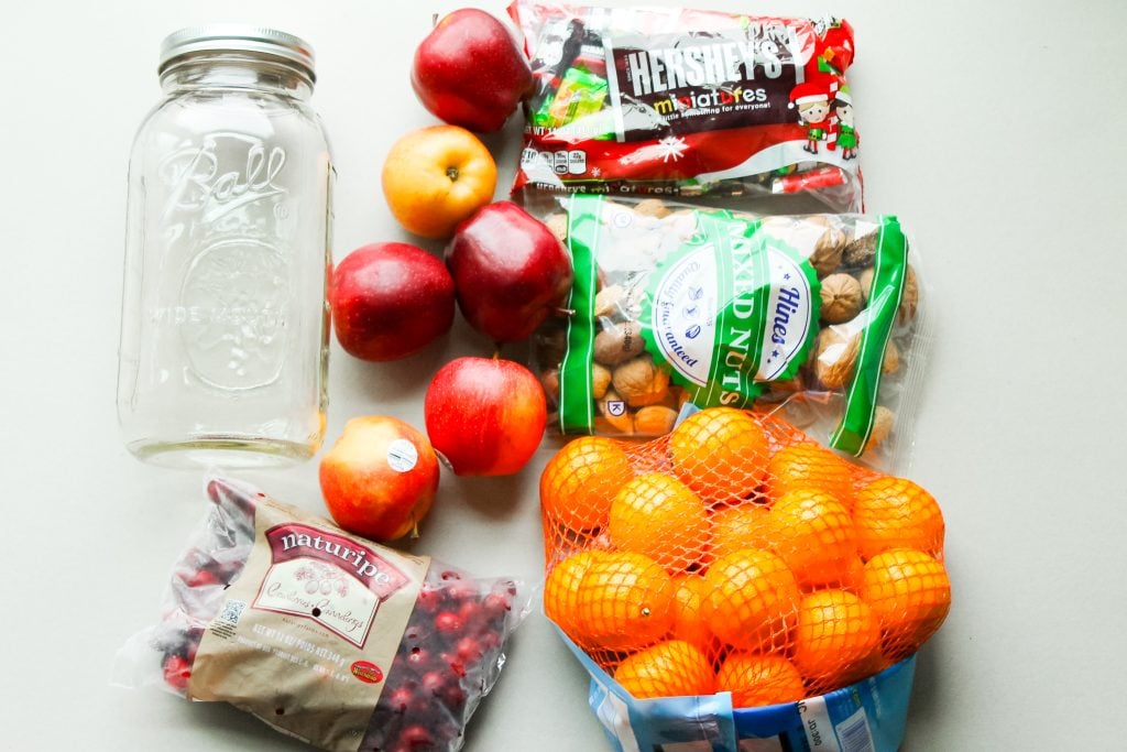 bagged fruit, nuts and candy