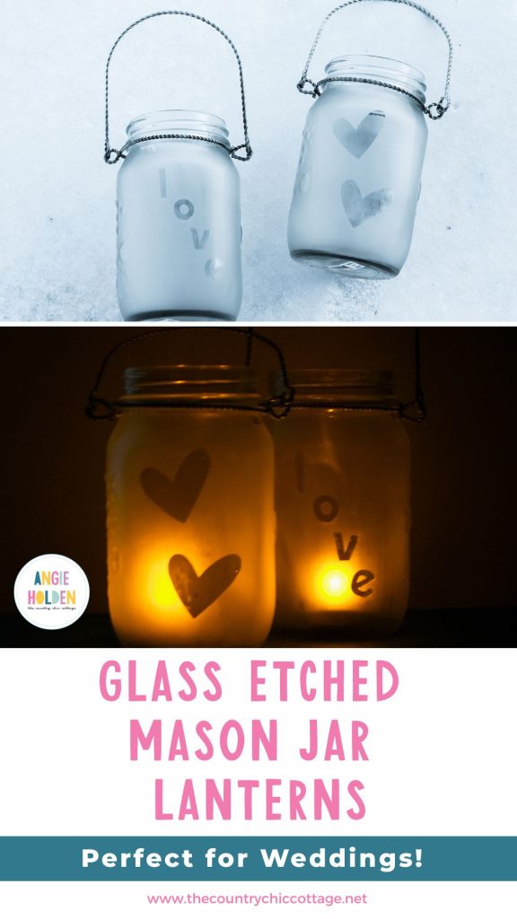 etched glass jars made into lanterns