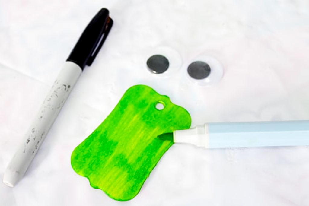 wood piece colored green