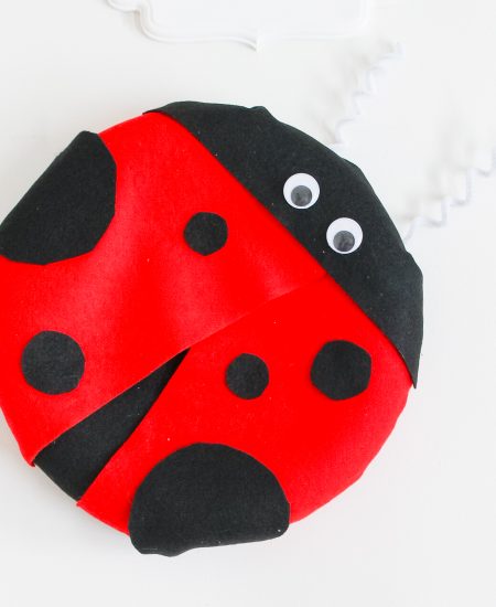 lady bug wreath made with felt and googly eyes