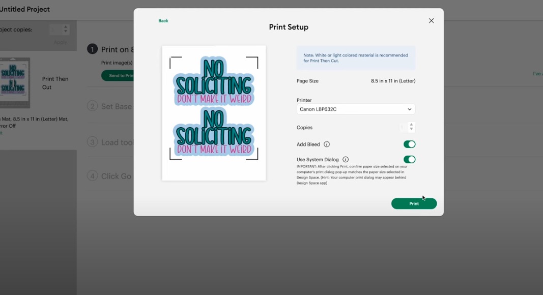 Send design to the printer.