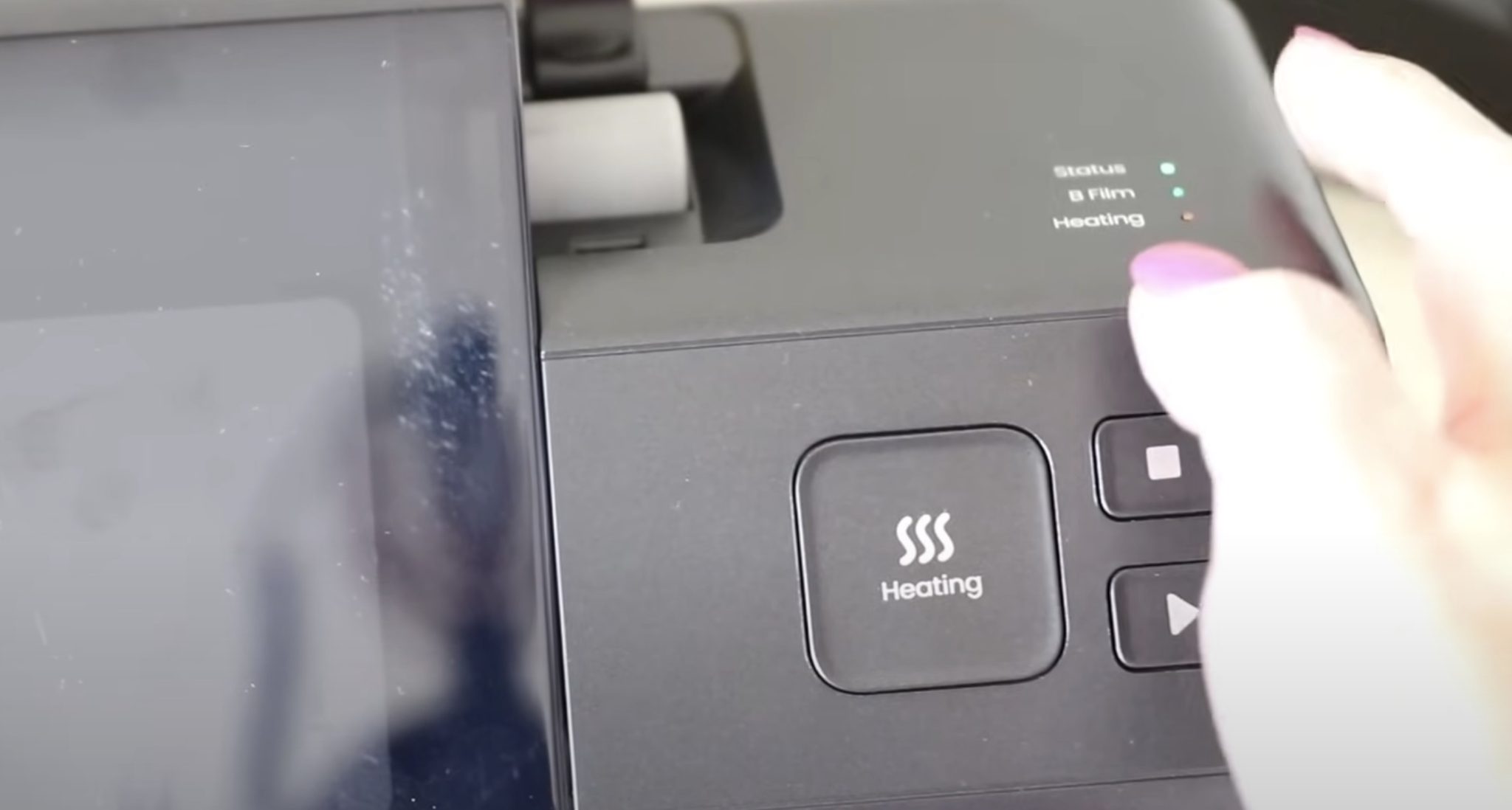 Close up of lights on laminating module.