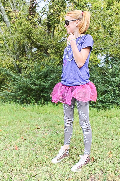 side view of teen girl costume
