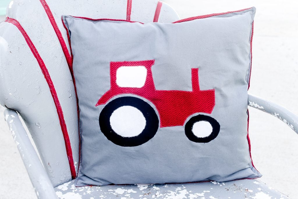 Using fabric to make an applique on a pillow