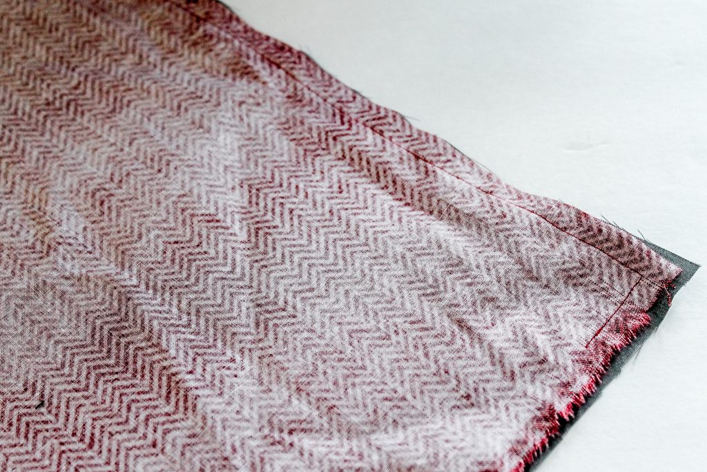 Hemmed red cheveron fabric