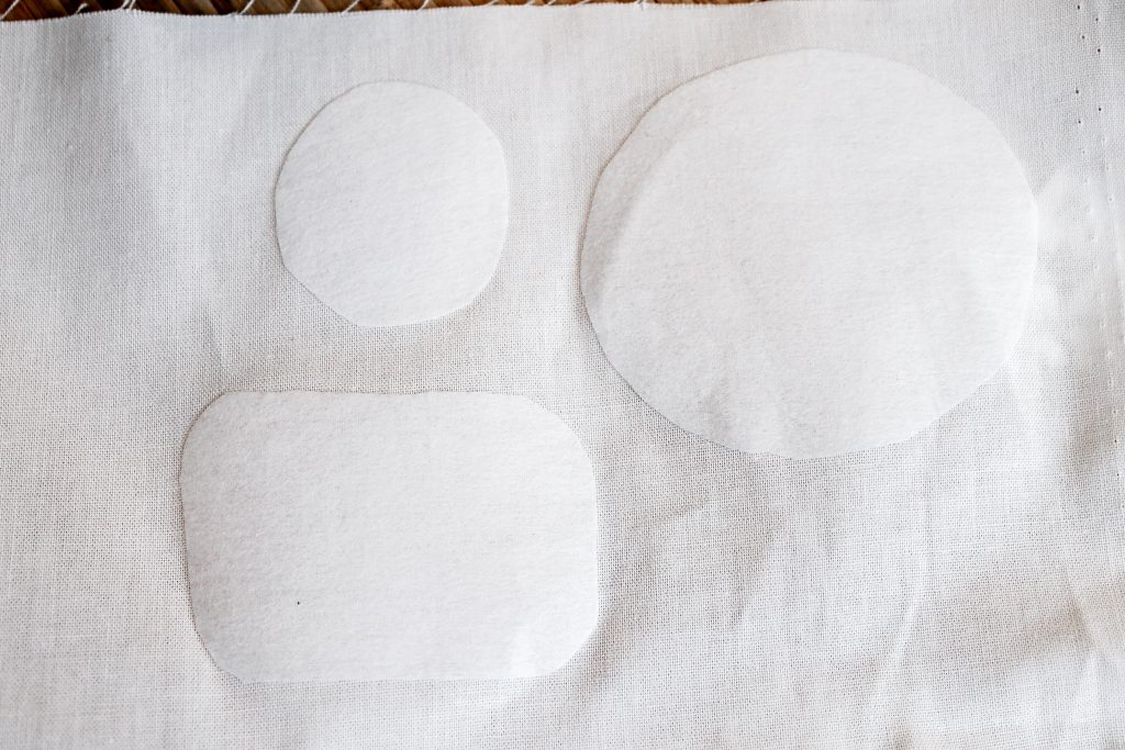 Pieces of interfacing ready for fabric