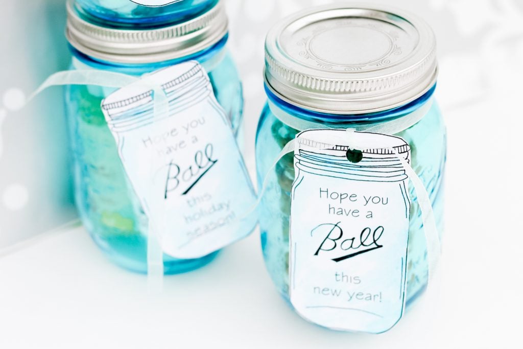 Jar gift tags on mason jars