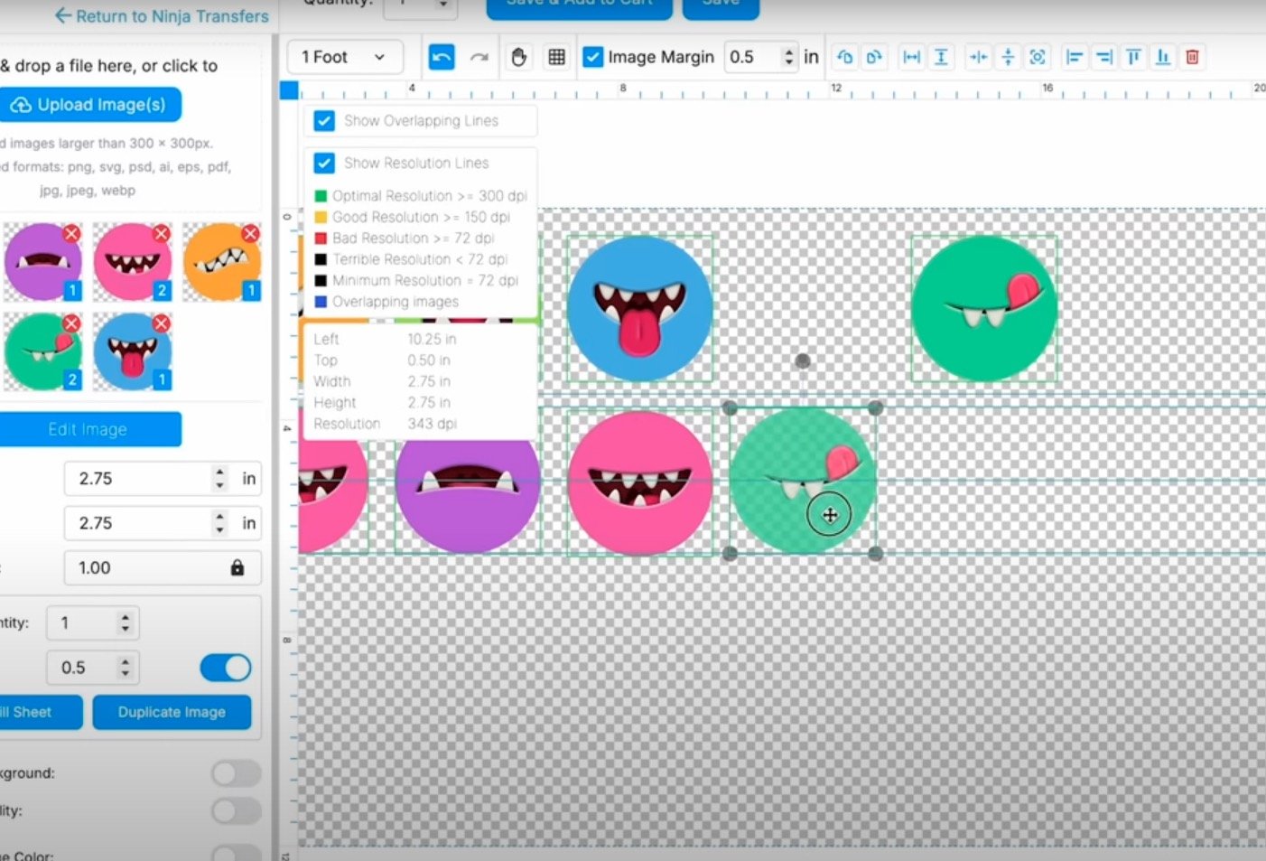 Resize designs to create the gang sheet.