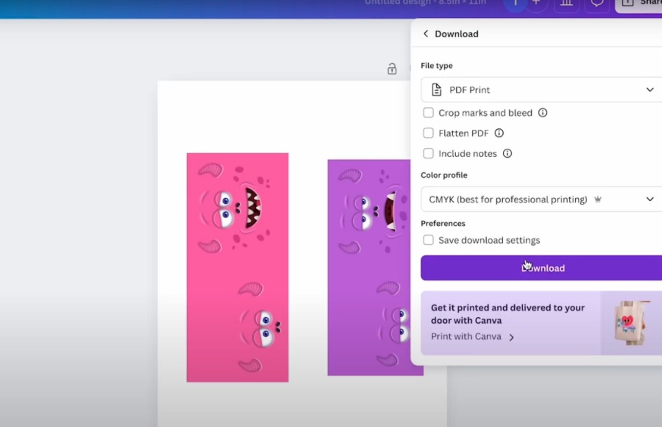 Monster face designs in Canva.