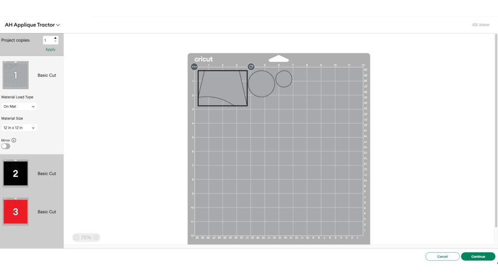 Cutting mats sorted by color