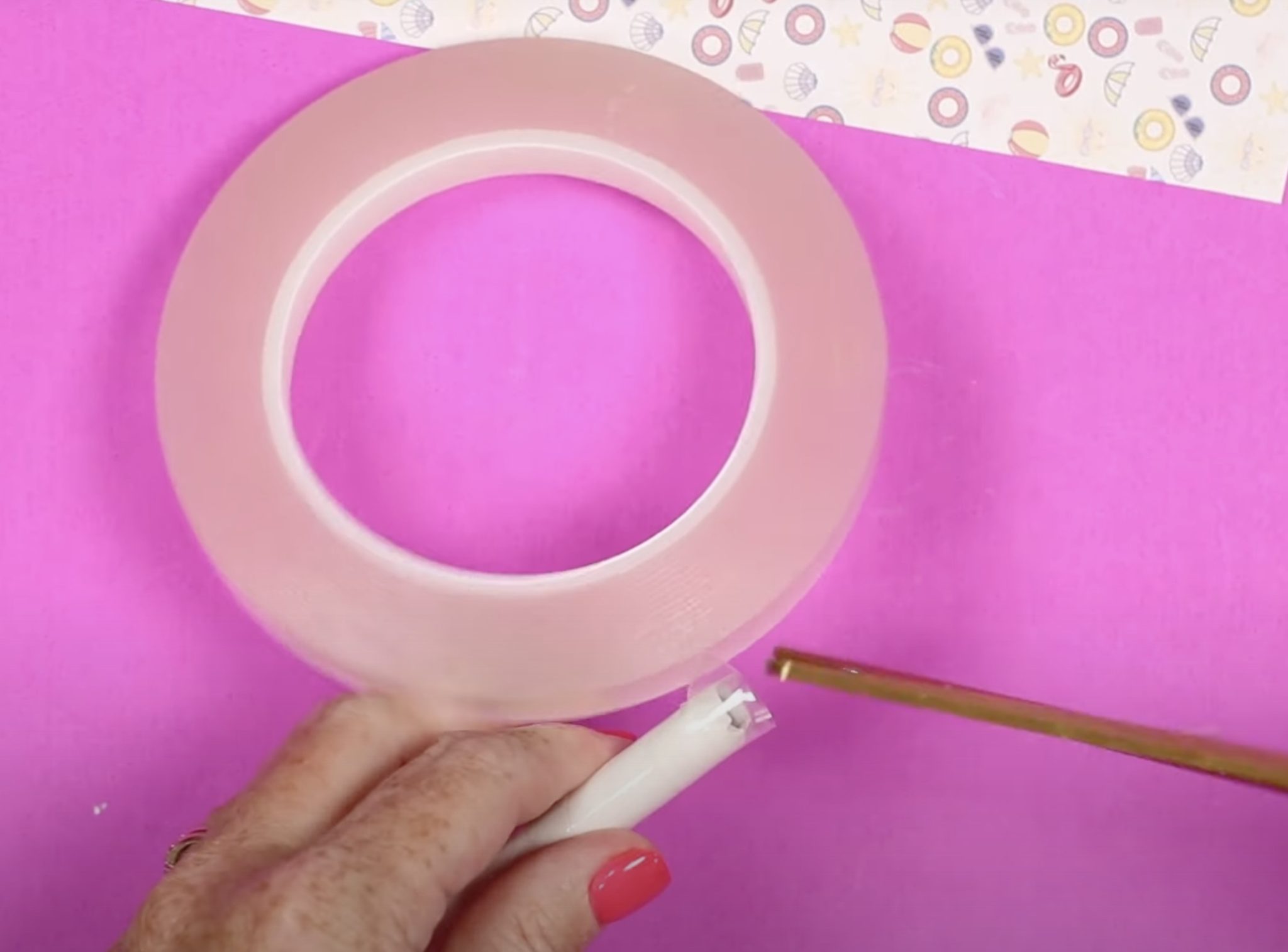 Trim tape leaving a little extra on the end.