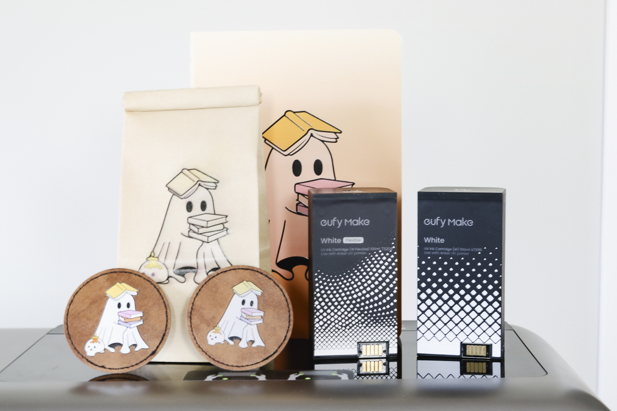 Flexible white ink in eufyMake E1 UV printer.