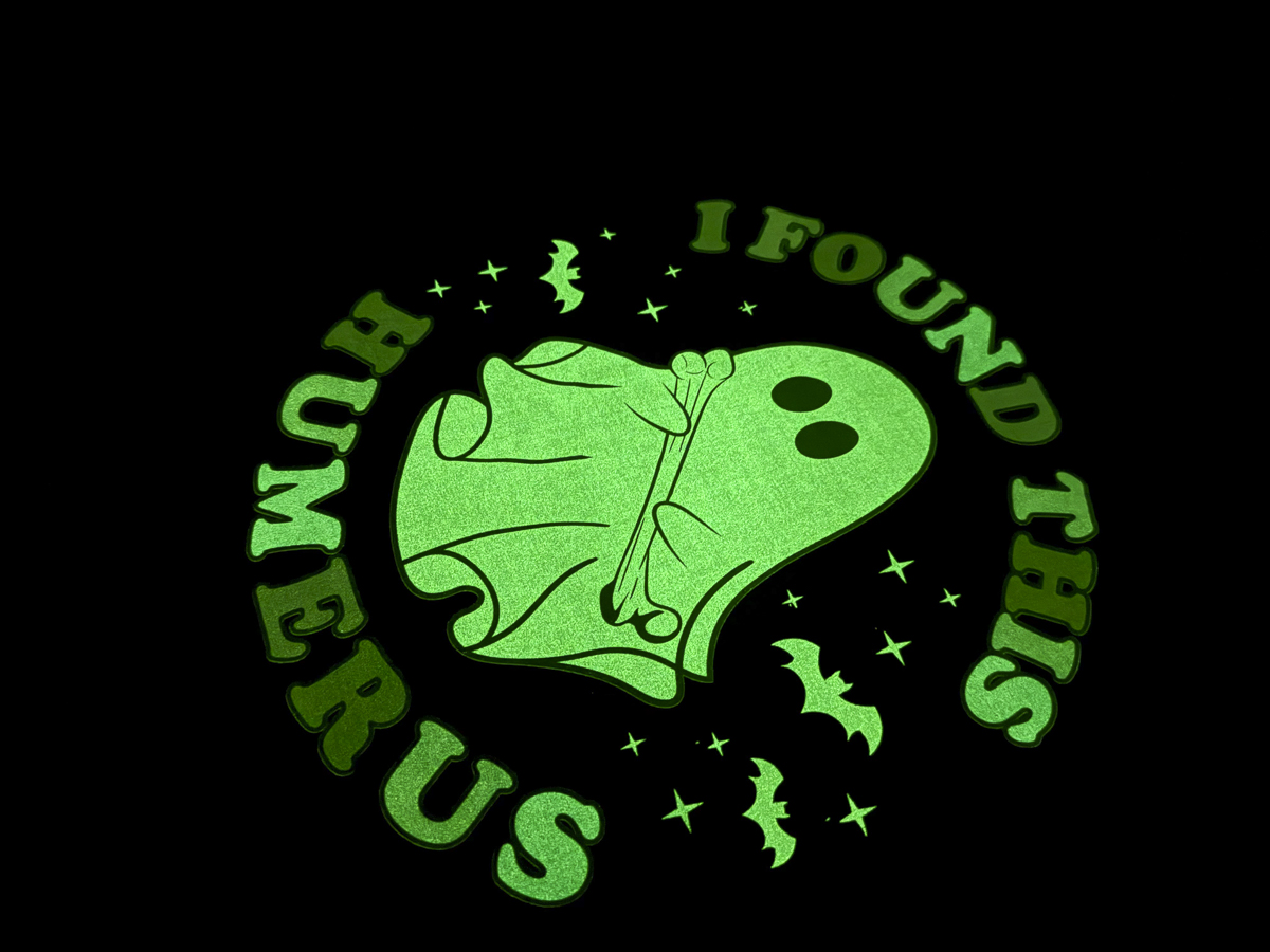 Glow in the dark ghost with bone.