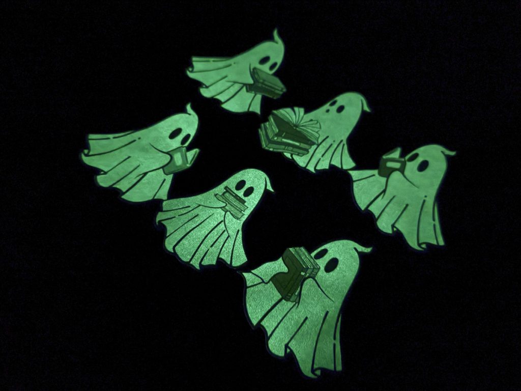 Ghosts reading books glow in the dark DTF in the dark.