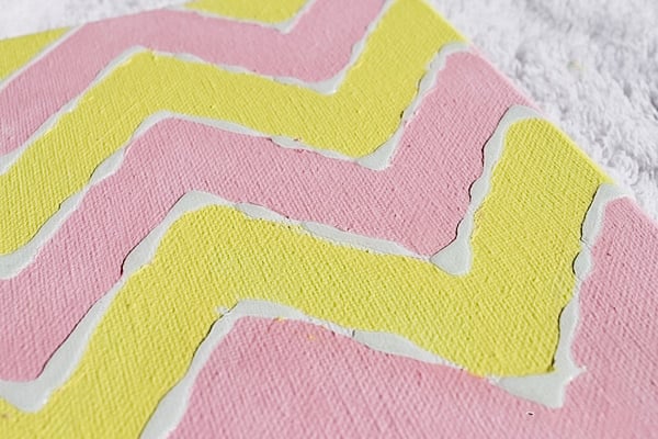 Pink and green cheveron painting