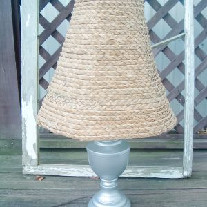 silver lamp with upcycled lamp shade