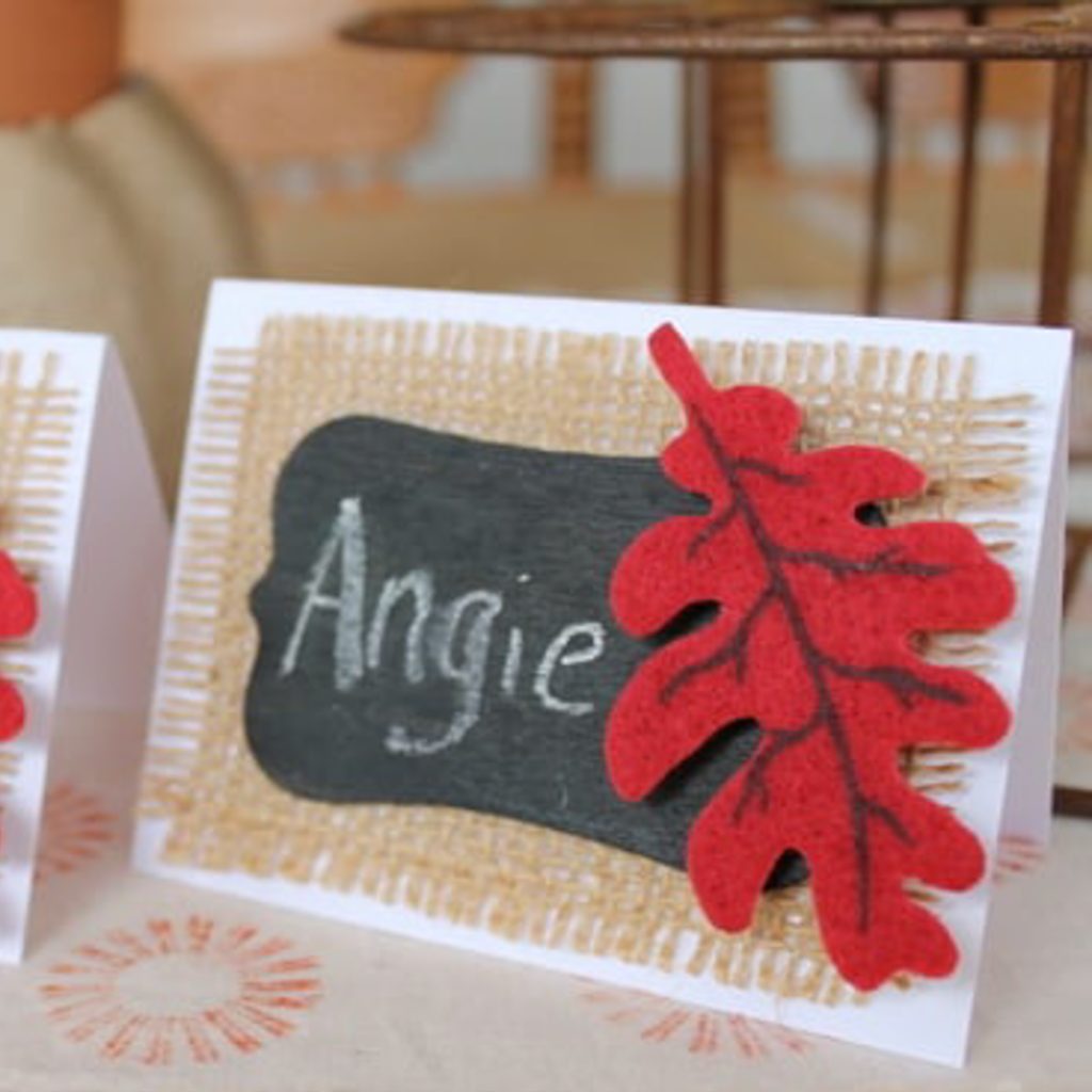 DIY placecards with burlap and chalkboad tags