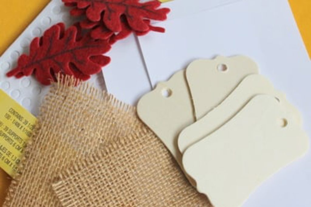 Supplies needed to make burlap placecards
