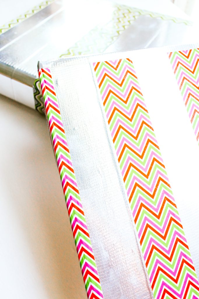 Binders covered with pretty duct tape