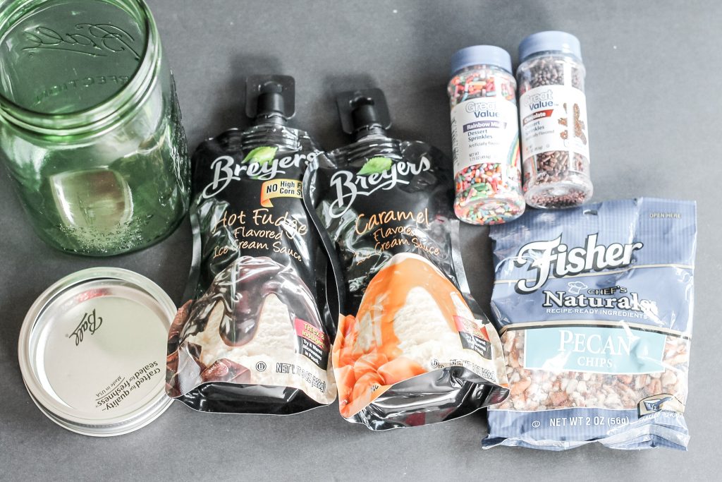 Sundae supplies that fit in a jar