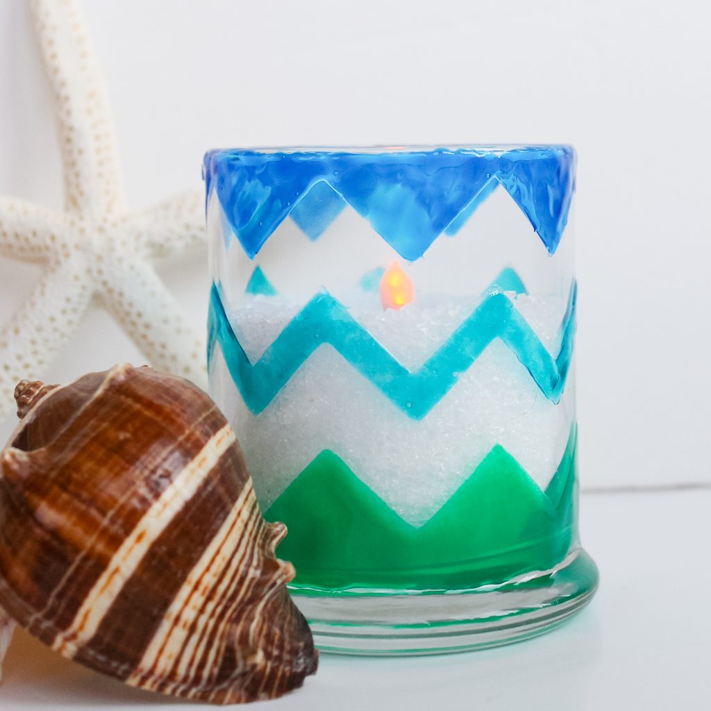 Cheveron painted candle holder