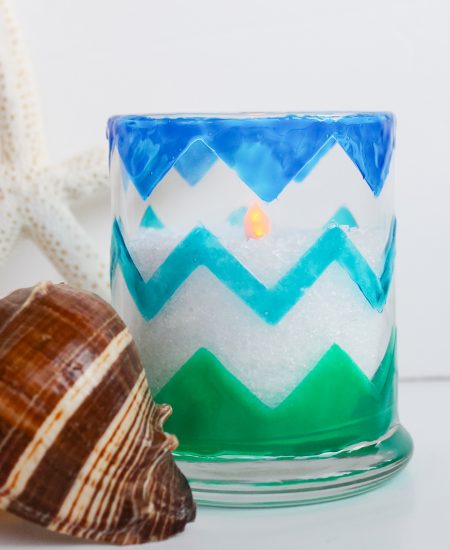 Cheveron painted candle holder