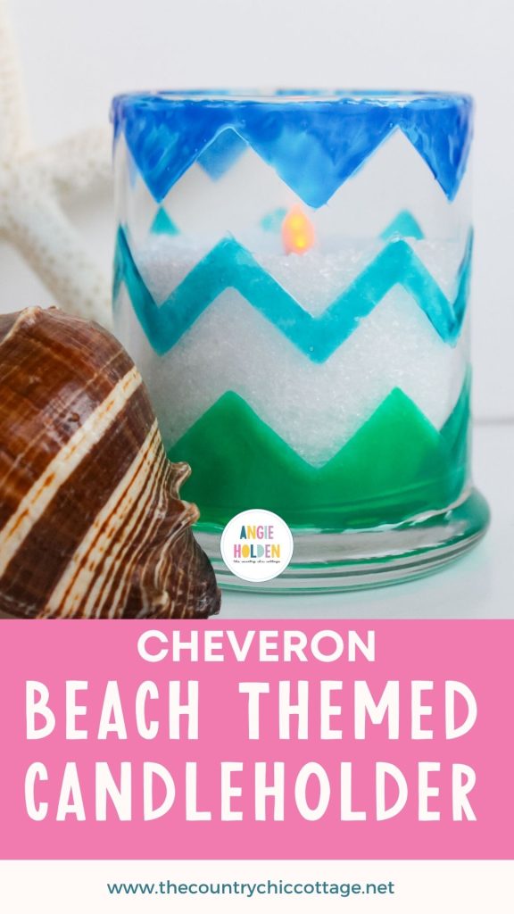 DIY Cheveron beach themed candle holder
