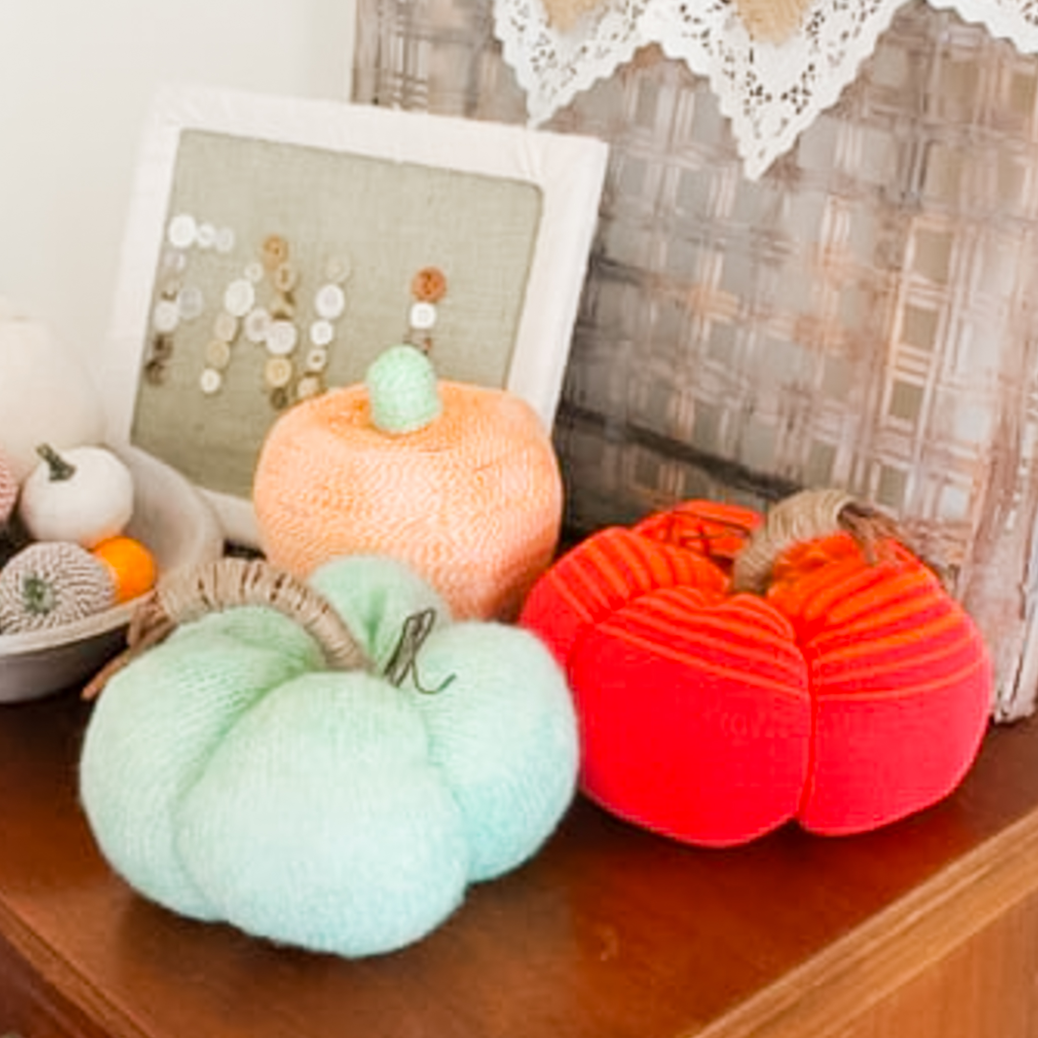 Finished sweater pumpkins