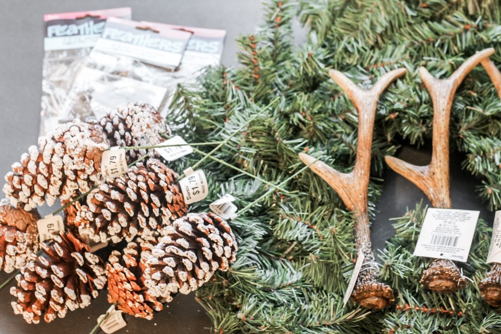 SUpplies to make an antler wreath