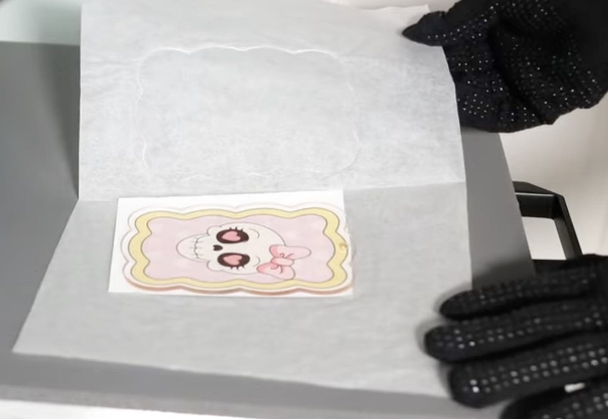 Remove sublimation acrylic bookmark from heat press.