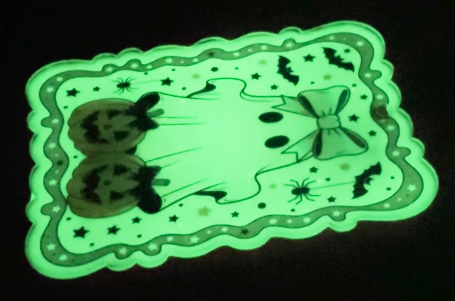 Glow-in-the-Dark UV resin acrylic bookmark.