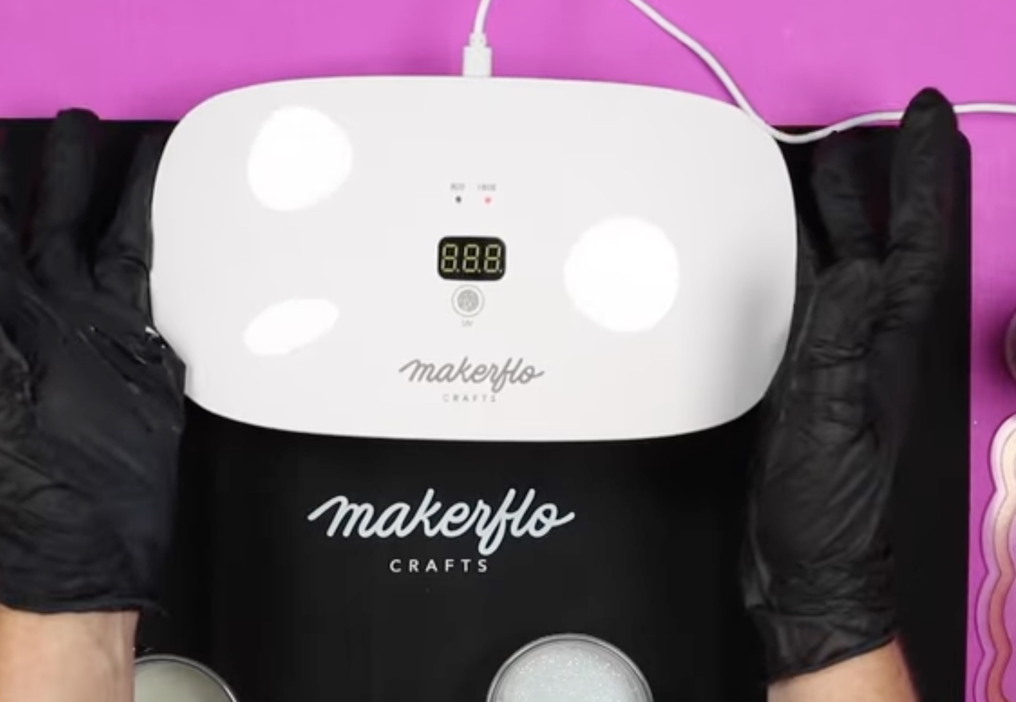 Cure UV resin under UV light.