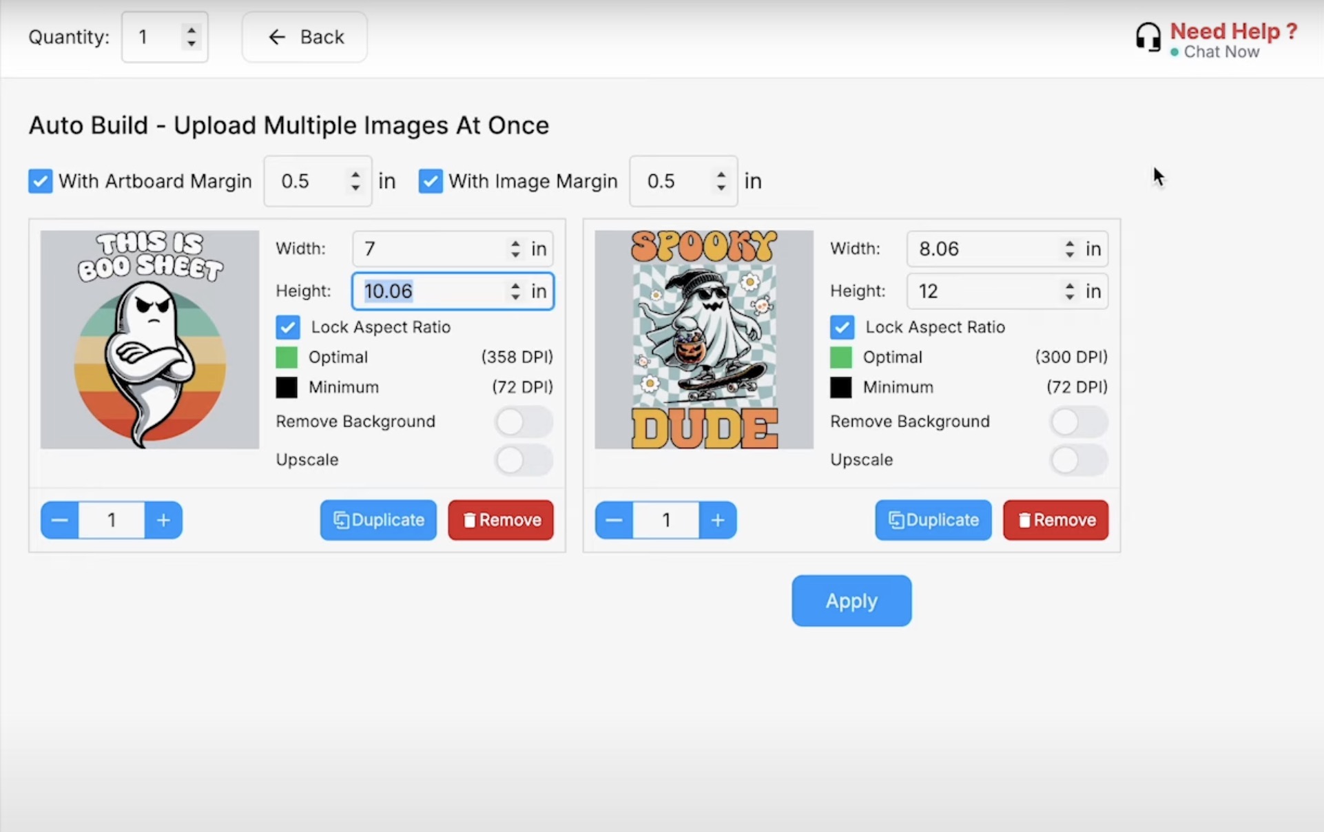 Resize designs to the correct size for your projects.