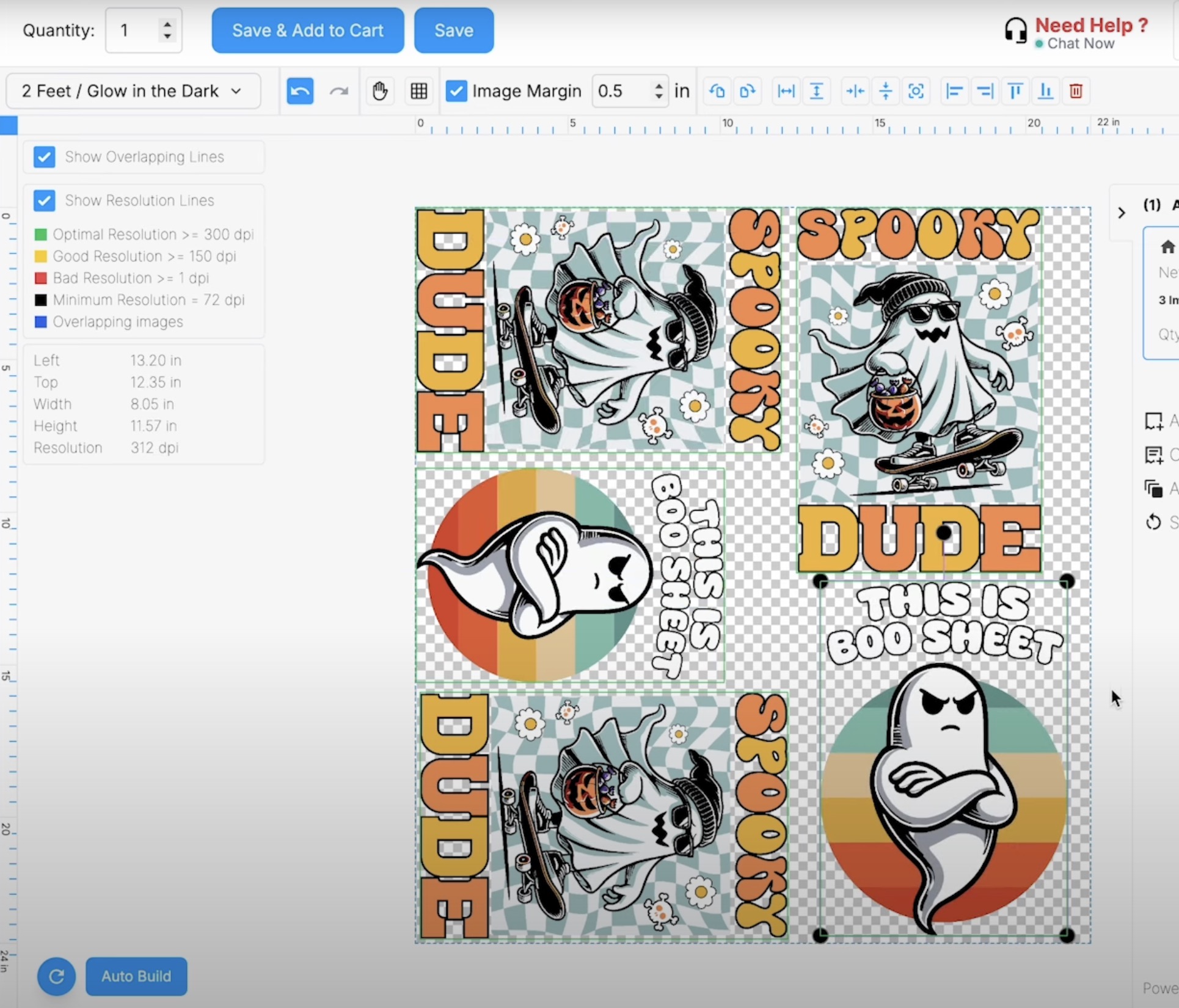 Fill the entire gang sheet with designs.