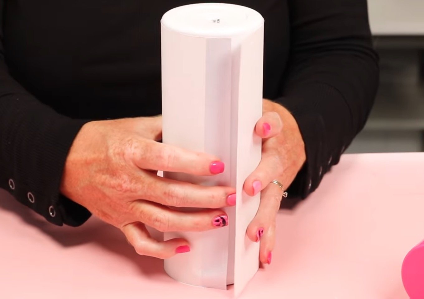 Wrap print around tumbler with taped edge down first.