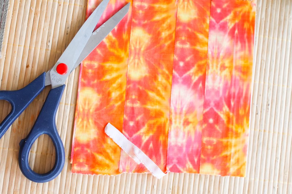 Trimming tie dye tape