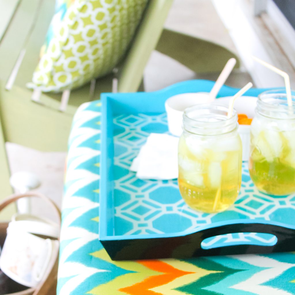 Tray with drinks and napkins