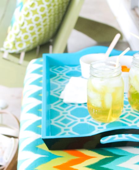 Tray with drinks and napkins