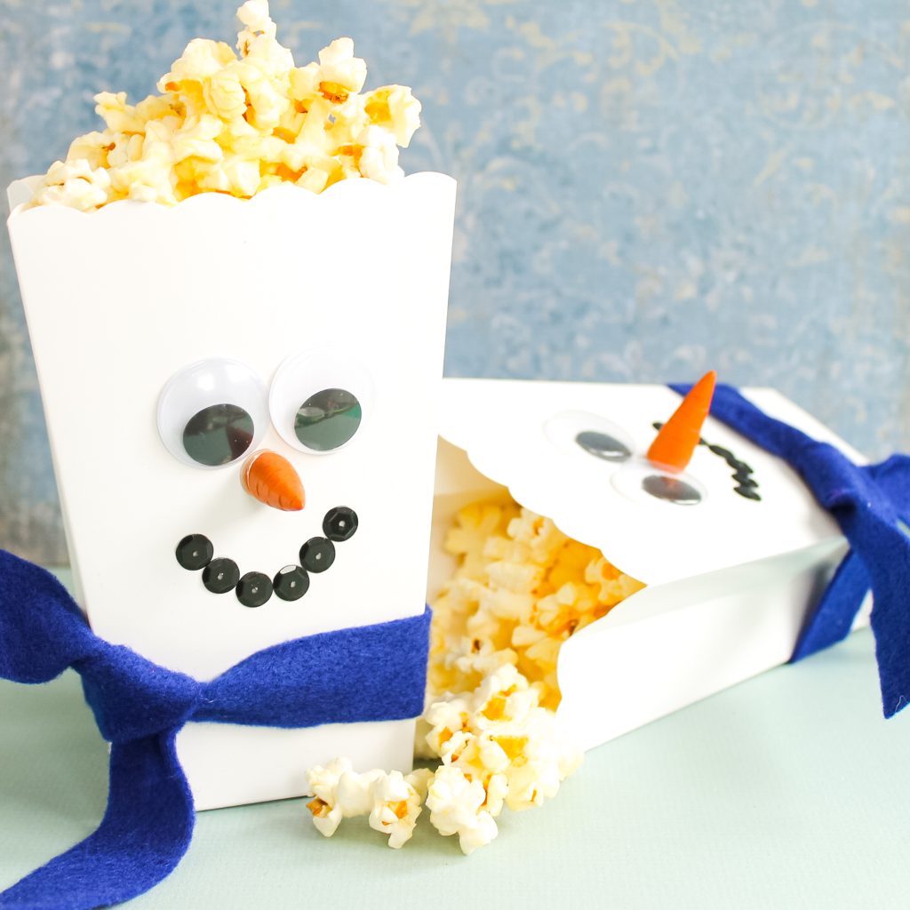 Preschool popcorn box snoman craft
