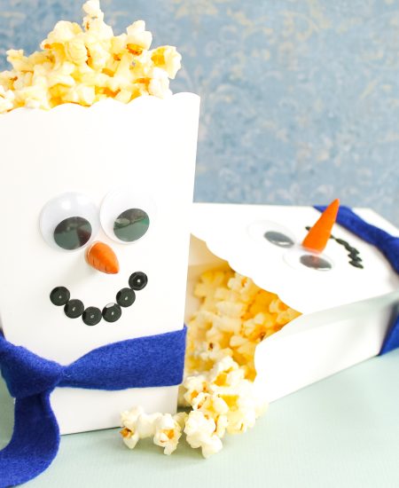 Preschool popcorn box snoman craft