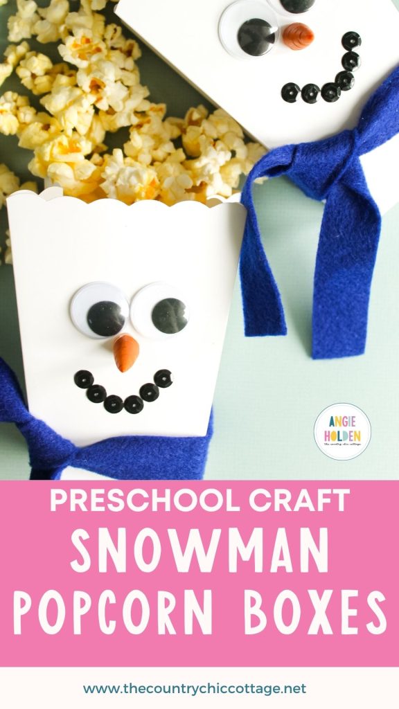 Snoman craft from popcorn boxes